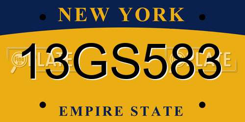 13GS583 New York License Plate