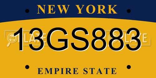 13GS883 New York License Plate