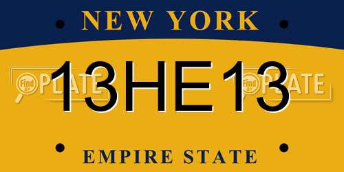 13HE13 New York License Plate