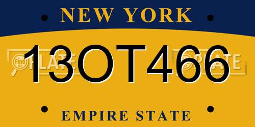 13OT466 New York License Plate