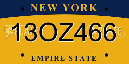 13OZ466 New York License Plate