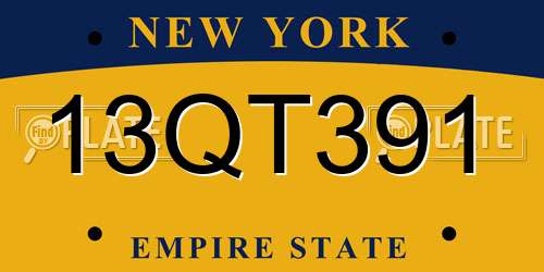 13QT391 New York License Plate