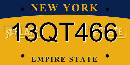 13QT466 New York License Plate