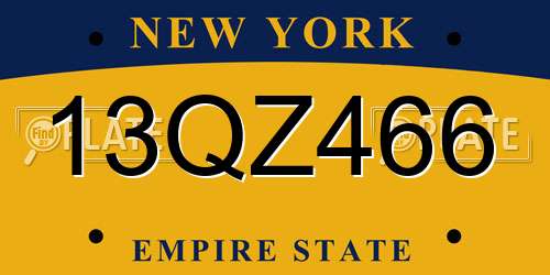 13QZ466 New York License Plate