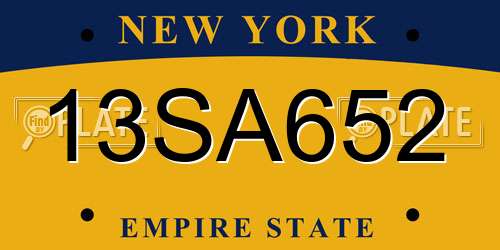 13SA652 New York License Plate