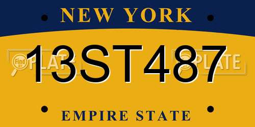 13ST487 New York License Plate