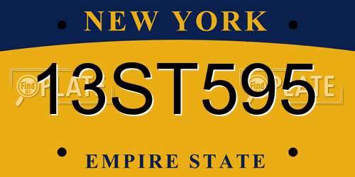 13ST595 New York License Plate
