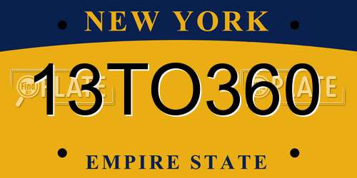 13TO360 New York License Plate