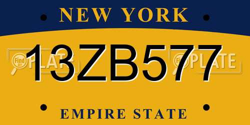 13ZB577 New York License Plate