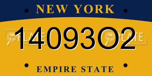 14093O2 New York License Plate
