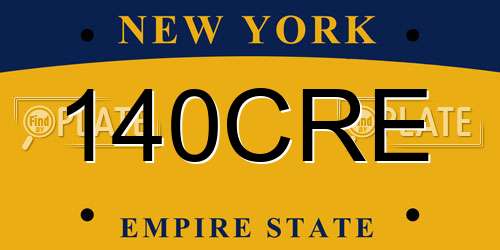 140CRE New York License Plate