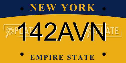 142AVN New York License Plate