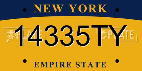 14335TY New York License Plate