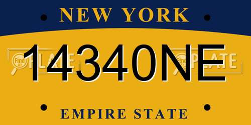 14340NE New York License Plate