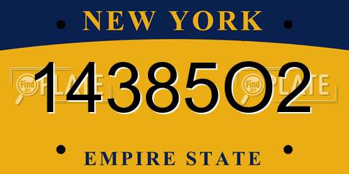 14385O2 New York License Plate
