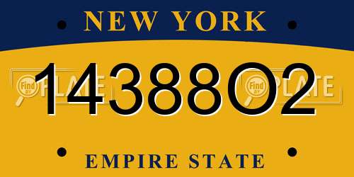 14388O2 New York License Plate