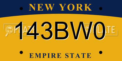 143BW0 New York License Plate