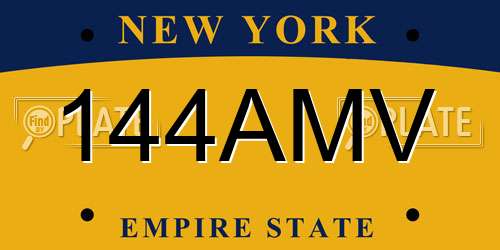 144AMV New York License Plate