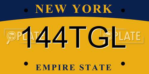 144TGL New York License Plate
