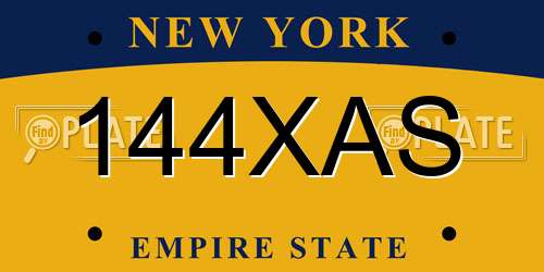 144XAS New York License Plate