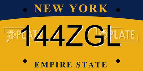 144ZGL New York License Plate