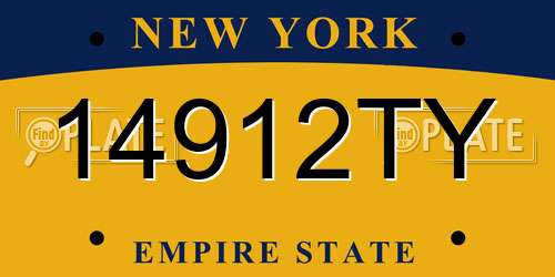14912TY New York License Plate