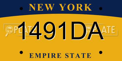1491DA New York License Plate