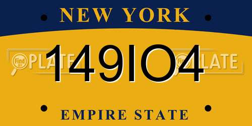 149IO4 New York License Plate