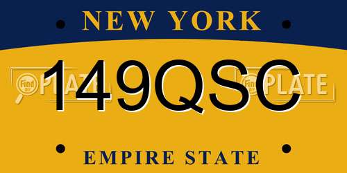 149QSC New York License Plate