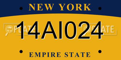 14AI024 New York License Plate