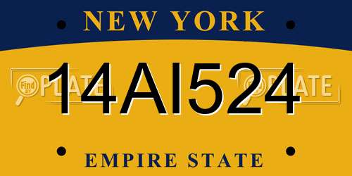 14AI524 New York License Plate