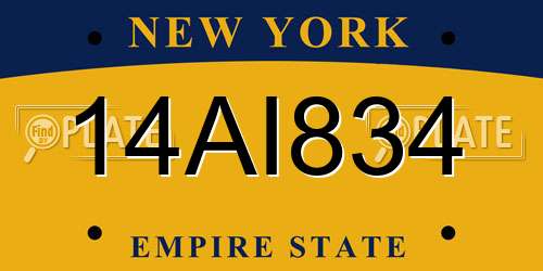 14AI834 New York License Plate