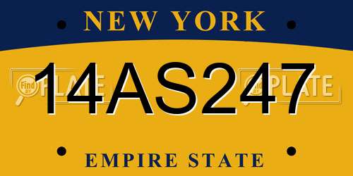 14AS247 New York License Plate