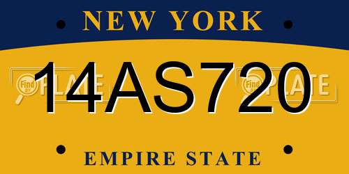 14AS720 New York License Plate