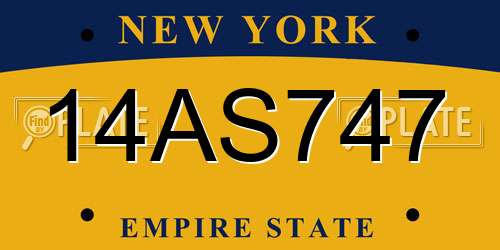 14AS747 New York License Plate