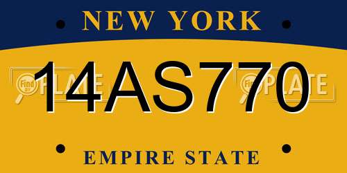 14AS770 New York License Plate