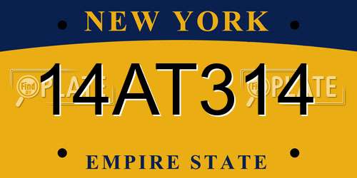 14AT314 New York License Plate