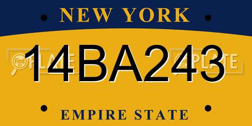 14BA243 New York License Plate