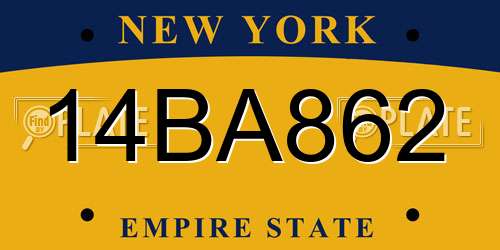 14BA862 New York License Plate
