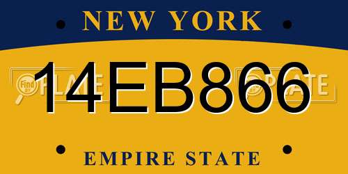 14EB866 New York License Plate