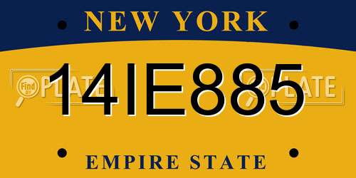 14IE885 New York License Plate