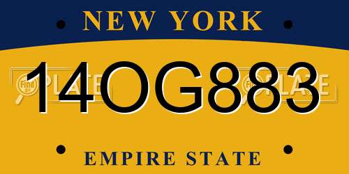 14OG883 New York License Plate