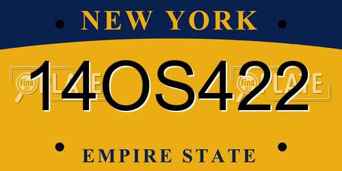 14OS422 New York License Plate