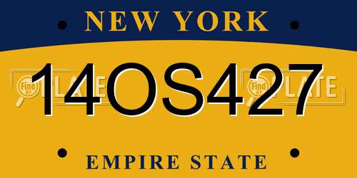 14OS427 New York License Plate