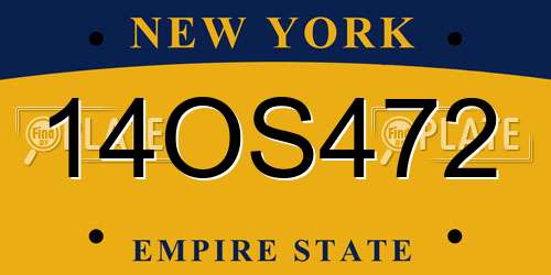 14OS472 New York License Plate
