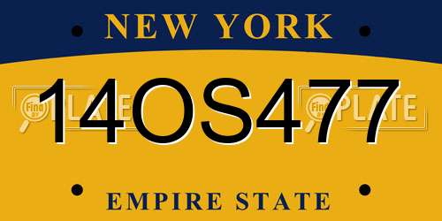 14OS477 New York License Plate