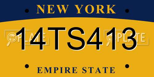 14TS413 New York License Plate