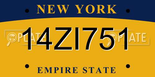 14ZI751 New York License Plate