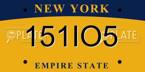 151IO5 New York License Plate