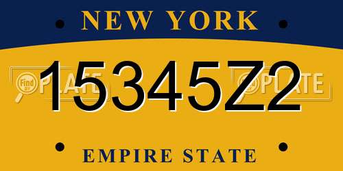 15345Z2 New York License Plate